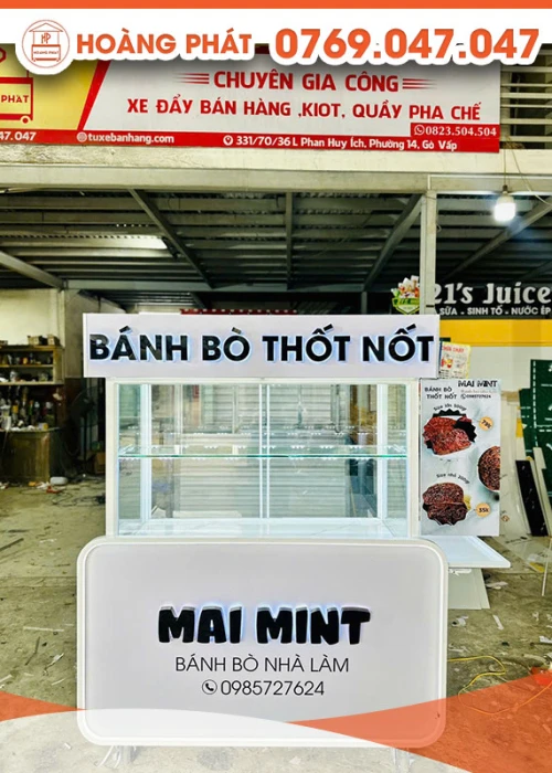 Xe bán bánh bò thốt nốt 1m2 x 60 x 2m XBH786