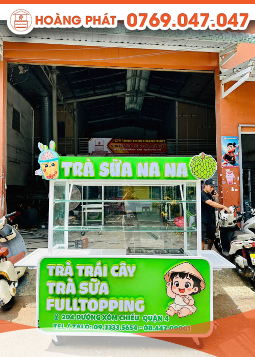 Xe trà sữa xanh lá 1m5 x 60 x 2m XTS1096