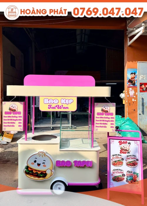 Xe bán hàng bánh bao kẹp 1m4 x 60 x 2m XBH1333