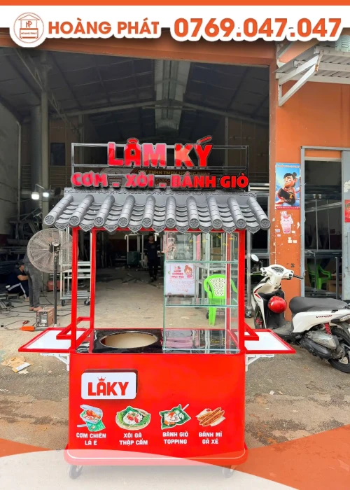 Xe bán hàng bánh mì, xôi 1m2 x 60 x 2m XBH1178