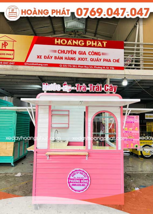 Kiot Bán Nước Ép, Trà Trái Cây 1m6 x 1m6 x 2m K195