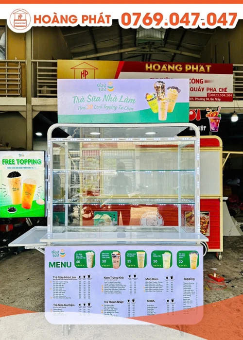 Xe bán trà sữa nhà làm 1m4 x 60 x 2m XTS725