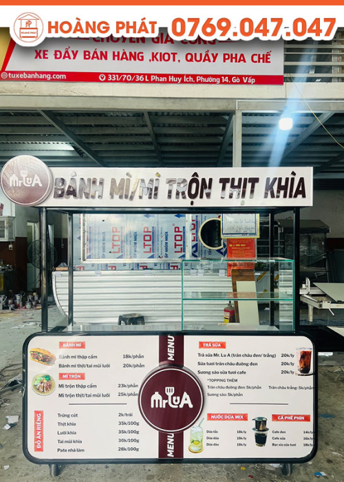 Xe bánh mì thịt khìa 1m6 x 60 x 2m XBM359
