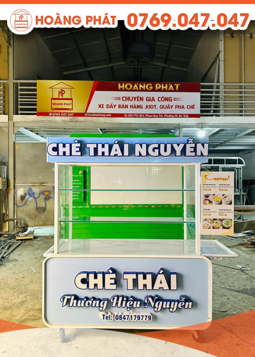 Xe đẩy bán chè 1m4 x 60 x 2m XBH380