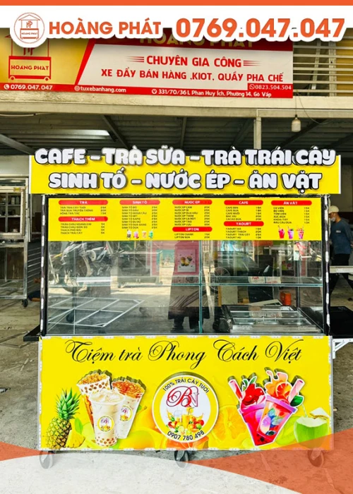 Xe Cà phê trà sữa 1m6 x 60 x 2m XCF509