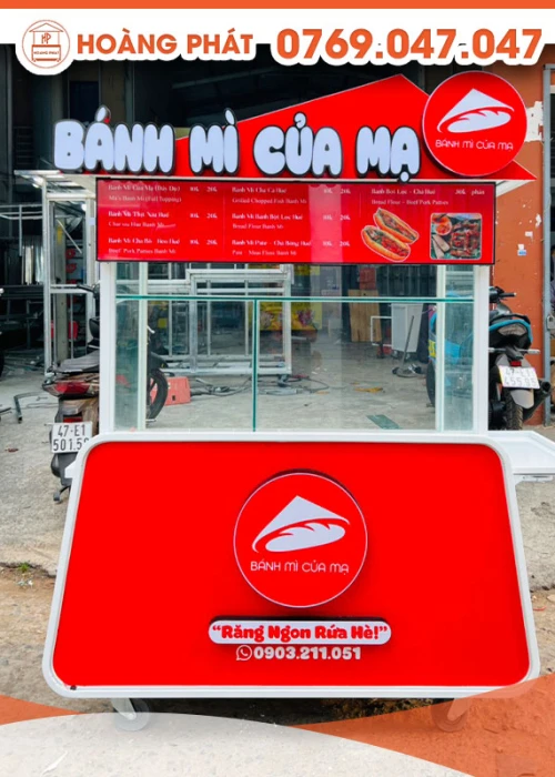 Xe bánh mì màu đỏ 1m2 x 60 x 2m XBM507
