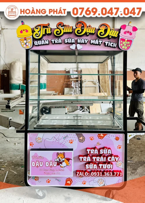 Xe trà sữa tone hồng 1m2 x 60 x 2m XTS505