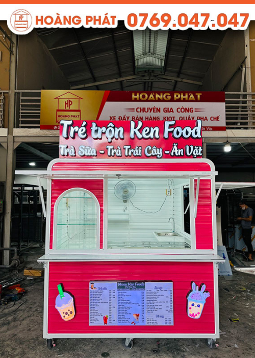 Kiot hồng bán trà sữa 2m x 2m5 K356