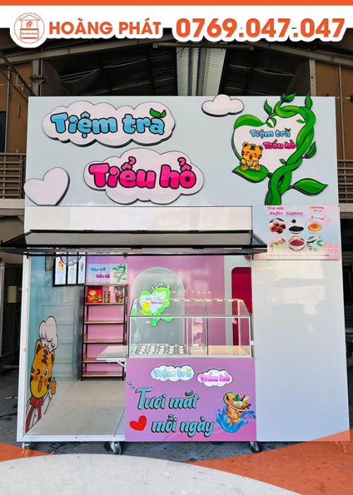 Kiot tiệm trà và ăn vặt 3m3 x 2m5 x 2m K437