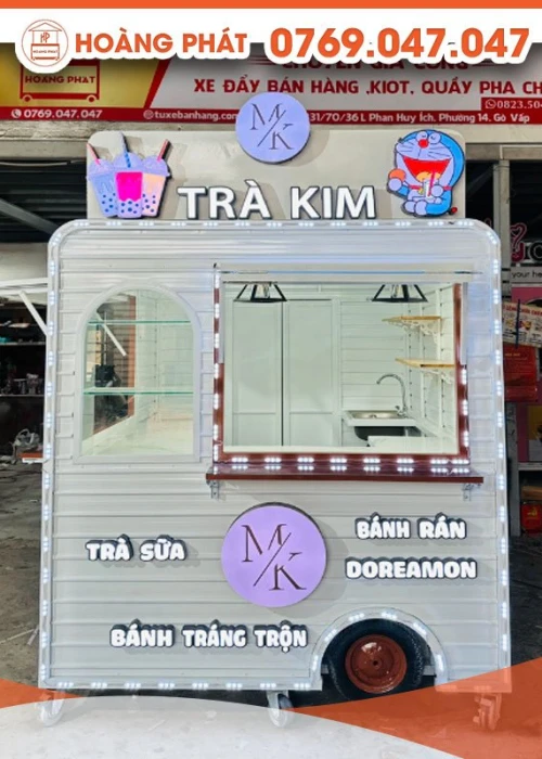 KIOT trà sữa, bánh rán Doraemon, bánh tráng trộn 1m8x 2m2 x 2m K546