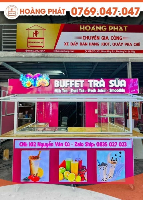 KIOT bán hàng Buffet trà sữa 2m5 x 1m8 x 2m K465
