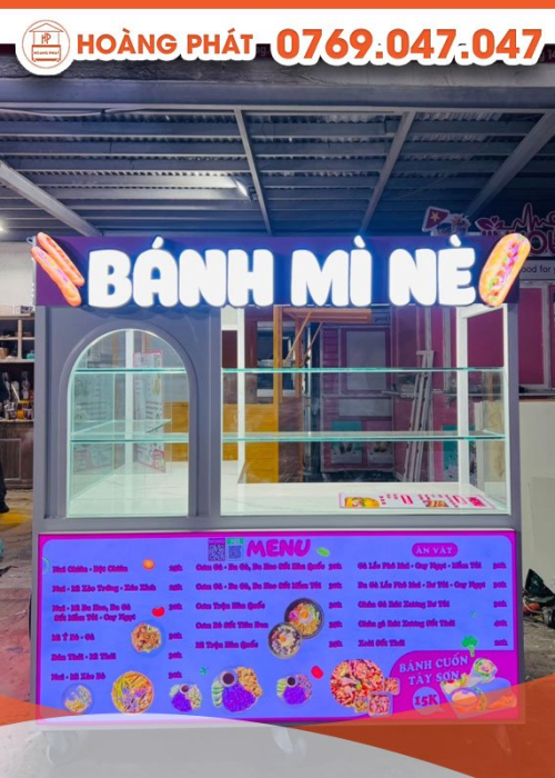 KIOT bán bánh mì thiết kế hình chữ L  1m8 x 1m5 x 2m K555