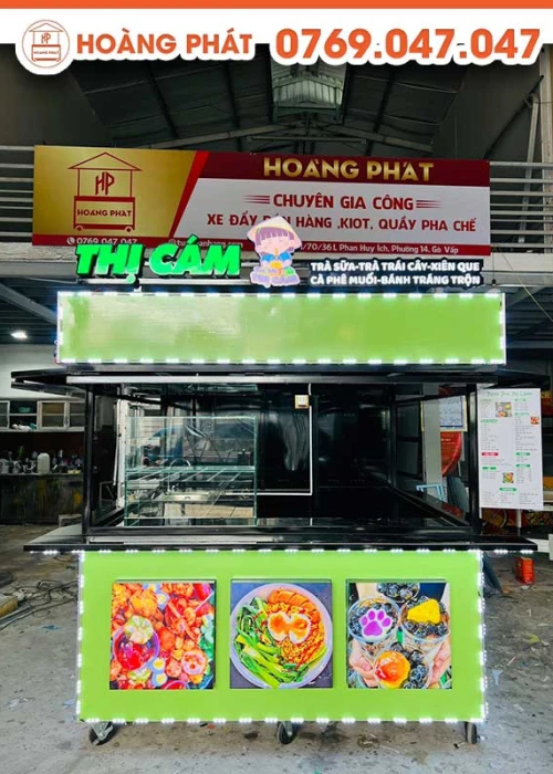 Kiot trà sữa 2m x 2m xanh lá K302