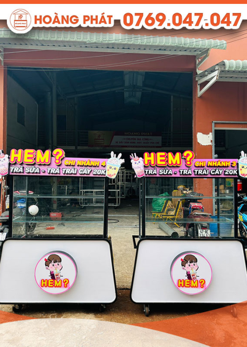Xe đẩy bán hàng trà sữa 1m2 x 60 x 2m XTS372