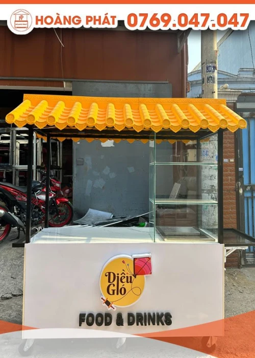 Xe bán FOOD & DRINK thiết kế mái ngói 1m6 x 60 x 2m XBH551