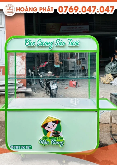 Xe bán chè sương sáo tươi, logo cô gái 1m6 x 60 x 2m XBH544