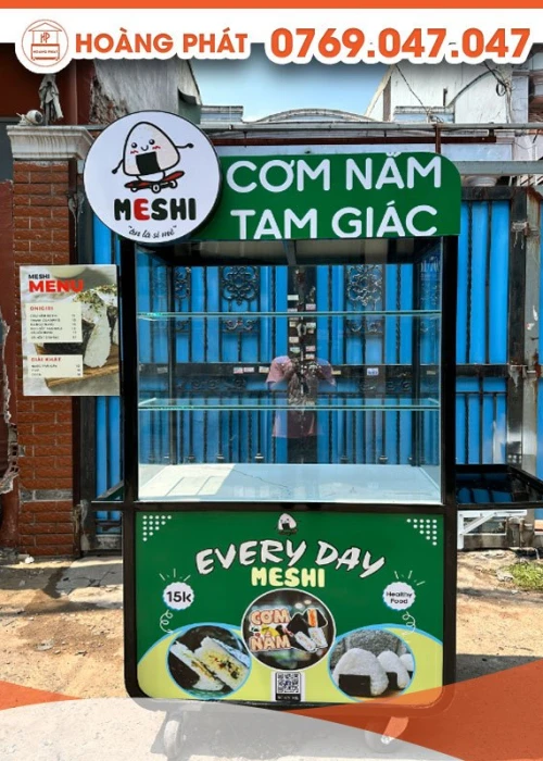 Xe cơm nắm tam giác màu xanh rêu đẹp mắt 1m x 60 x 2m XBH548