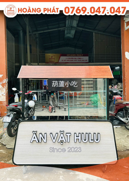 Xe bán hàng ăn vặt 1m6 x 60 x 2m XBH434