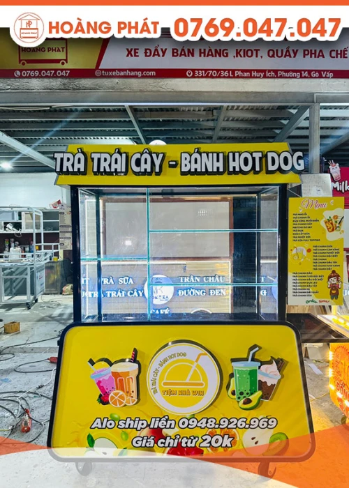 Xe bán hàng ăn vặt 1m2 x 60 x 2m XBH406