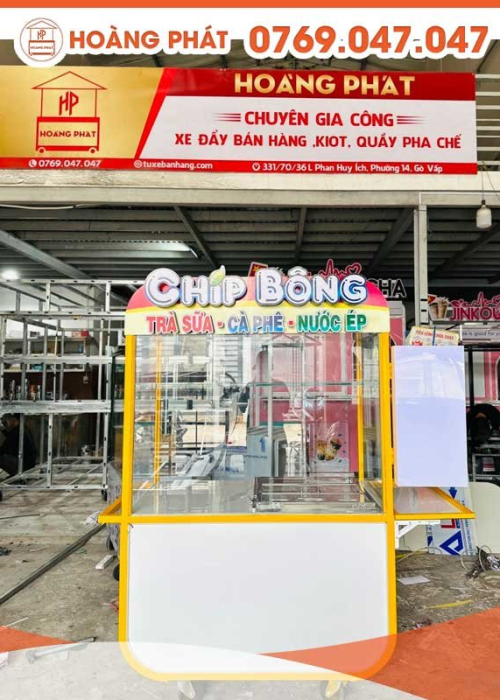 Xe bán nước phong cách tối giản 1m2 x 60 x 2m XBH592