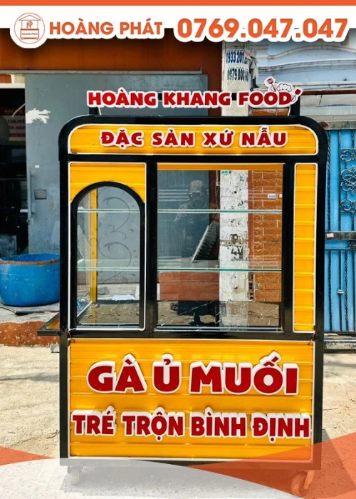 Xe bán đặc sản xứ Nẫu tone vàng - đen - đỏ 1m2 x 60 x 2m XBH524