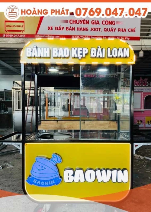 Xe bán bánh bao kẹp Đài Loan 1m2 x 60 x 2m XBH587
