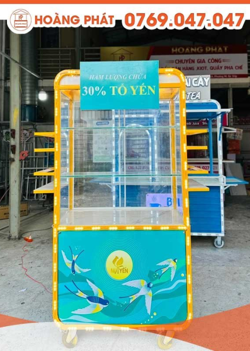 Xe bán hàng bán tổ yến thiết kế tinh xảo 1m x 60 x 2m XBH460