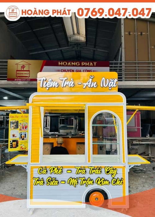 Xe tiệm trà, ăn vặt, mì trộn kim chi 1m6 x 60 x 2m XBH581