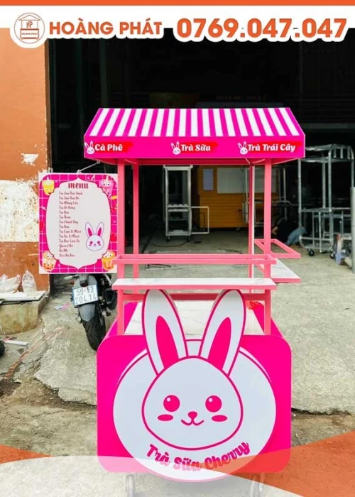 Xe trà sữa thiết kế hình thỏ đáng yêu 1m x 60 x 2m XTS309