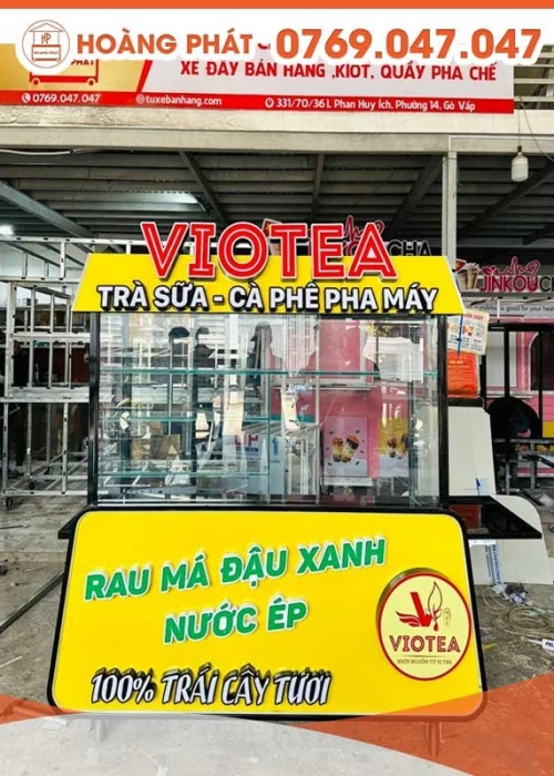 Xe bán rau má đậu xanh, nước ép đẹp 1m6 x 60 x 2m XBH591