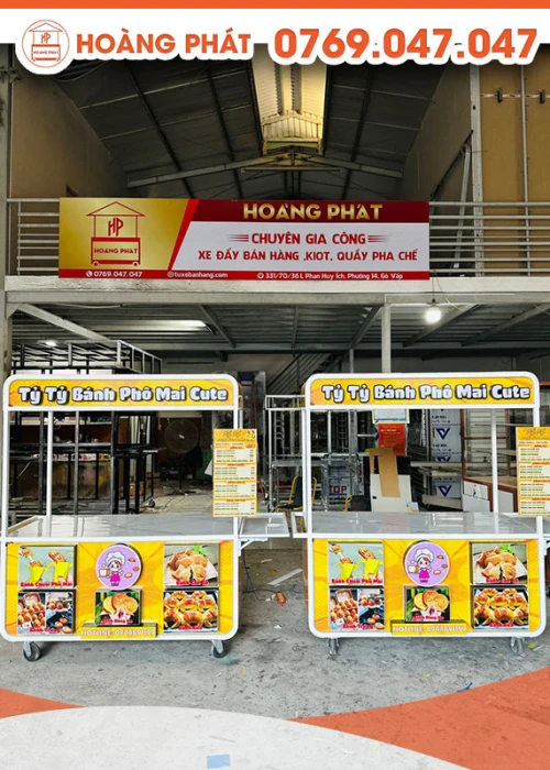 Xe bán bánh phô mai 1m6 x 60 x 2m XBH402