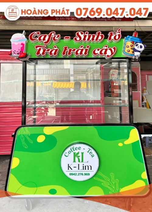 Xe cà phê, sinh tố, trà trái cây màu xanh lá họa tiết đơn giản 1m2 x 60 x 2m XCF549