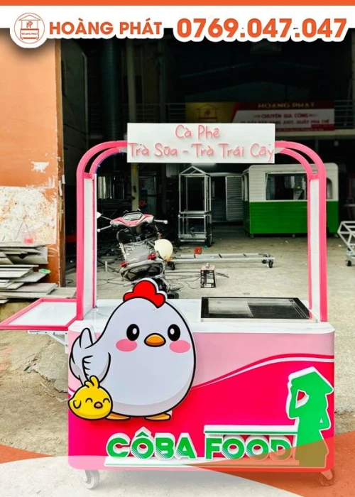 Xe cà phê màu hồng, nhỏ gọn, thiết kế đẹp mắt 1m3 x 60 x 2m XCF527