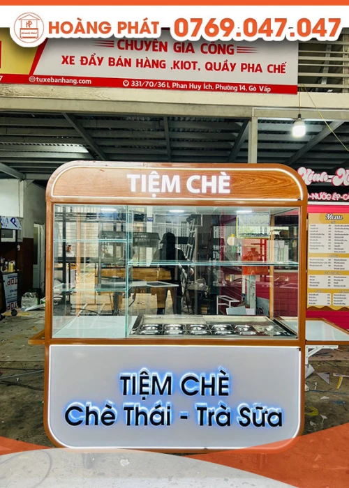 Xe bán chè trà sữa 1m6 x 60 x 2m XBH287