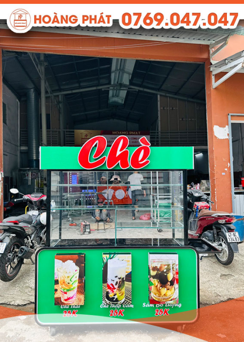 Xe đẩy bán chè xanh lá 1m6 x 60 x 2m XBH440