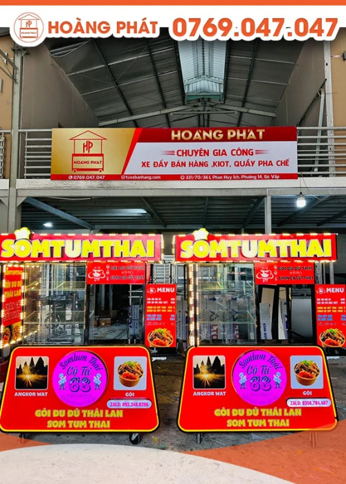 Xe đẩy bán gỏi đu đủ Thái Lan 1m2 x 60 x 2m XBH449
