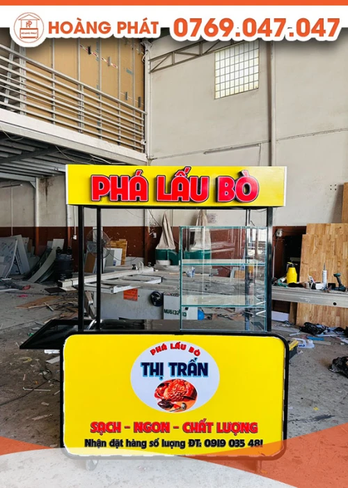 Xe đẩy phá lấu bò 1m4 x 60 x 2m XBH448