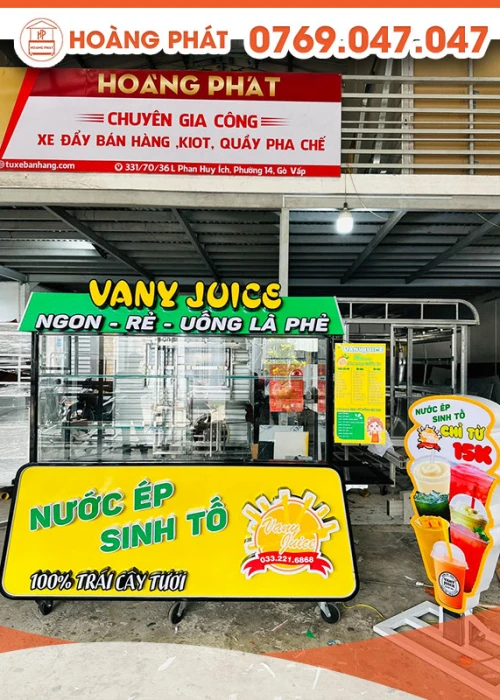 Xe đẩy bán sinh tố đẹp 1m6 x 60 x 2m XST447