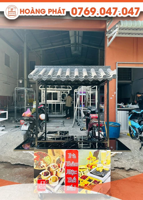 Xe đẩy bán trà thảo mộc thố đất 1m2 x 60 x 2m XBH445