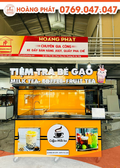 Kiot bán hàng trà sữa 2m x 1m6 x 2m K479