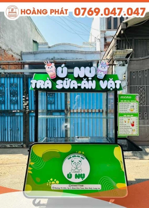Xe trà sữa, ăn vặt xanh lá tươi mát 1m2 x 60 x 2m XTS584