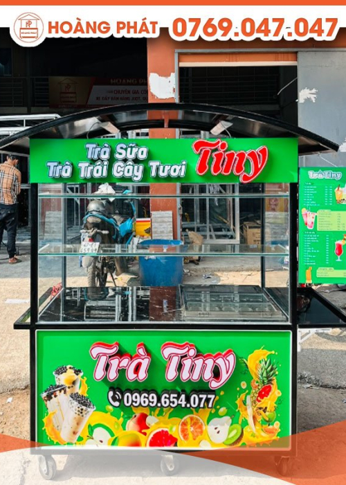 Xe trà sữa, trà trái cây tươi thiết kế chữ nổi 1m6 x 60 x 2m XTS541
