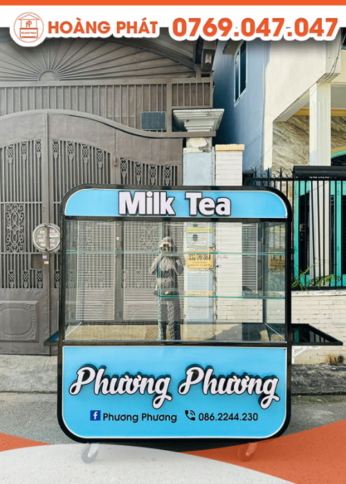 Xe trà sữa bán hàng 1m6 x 60 x 2m XTS478