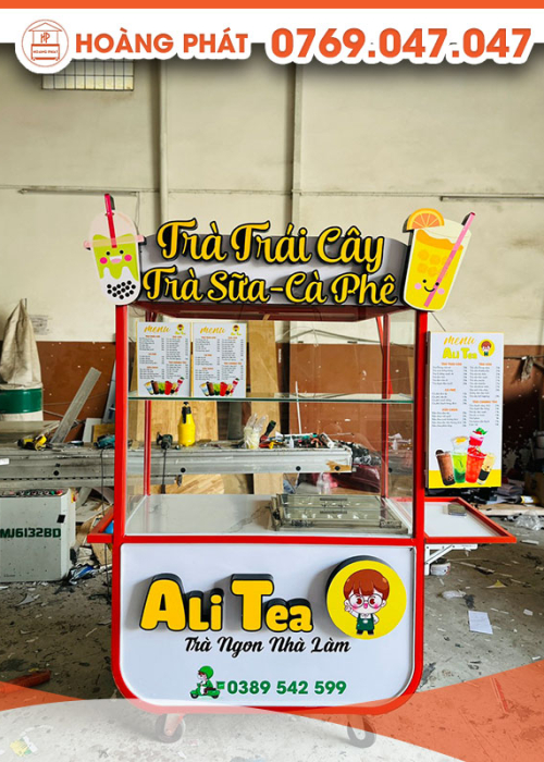 Xe đẩy bán trà sữa 1m2 x 60 x 2m XTS439