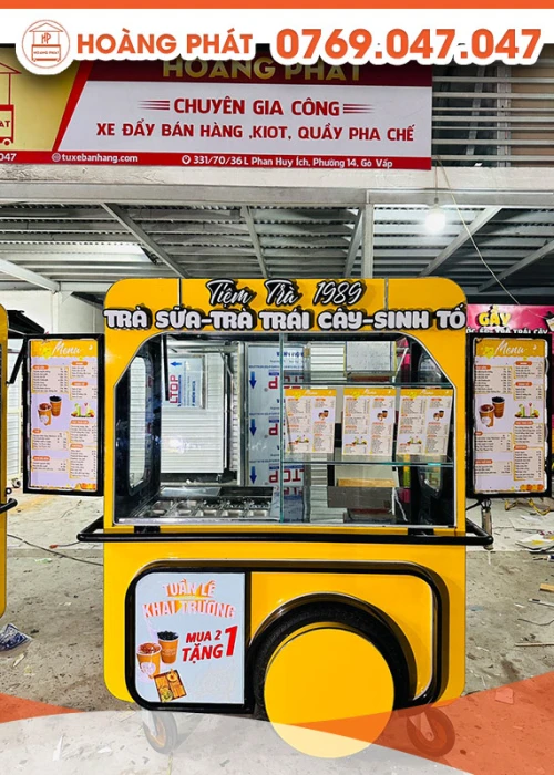 Tủ xe bán trà sữa 1m2  x 60 x 2m XBH381