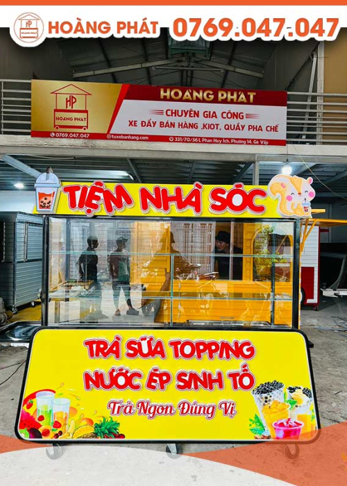 Xe Trà Sữa Topping 1m8 x 60 x 2m vàng XTS278
