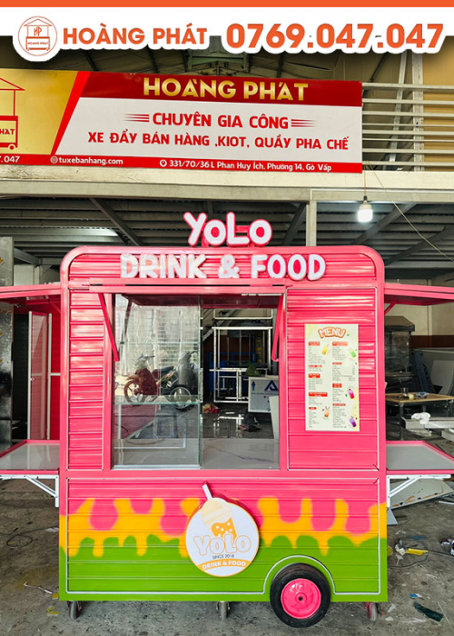Tủ xe hồng bán hàng ăn vặt 1m6 x 60 XBH353